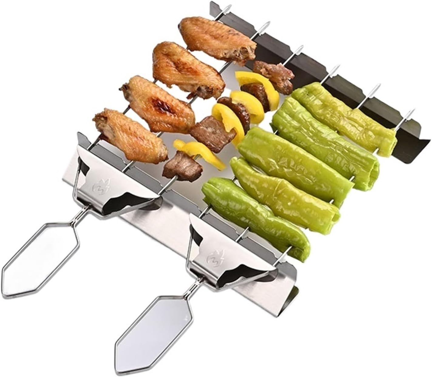 Three-Headed BBQ Skewers Set Stainless Steel Grilling, Fork For Meat Veggies Fruits Reusable Roasting Sticks 3 Way Skewer(Barbecue Fork C)