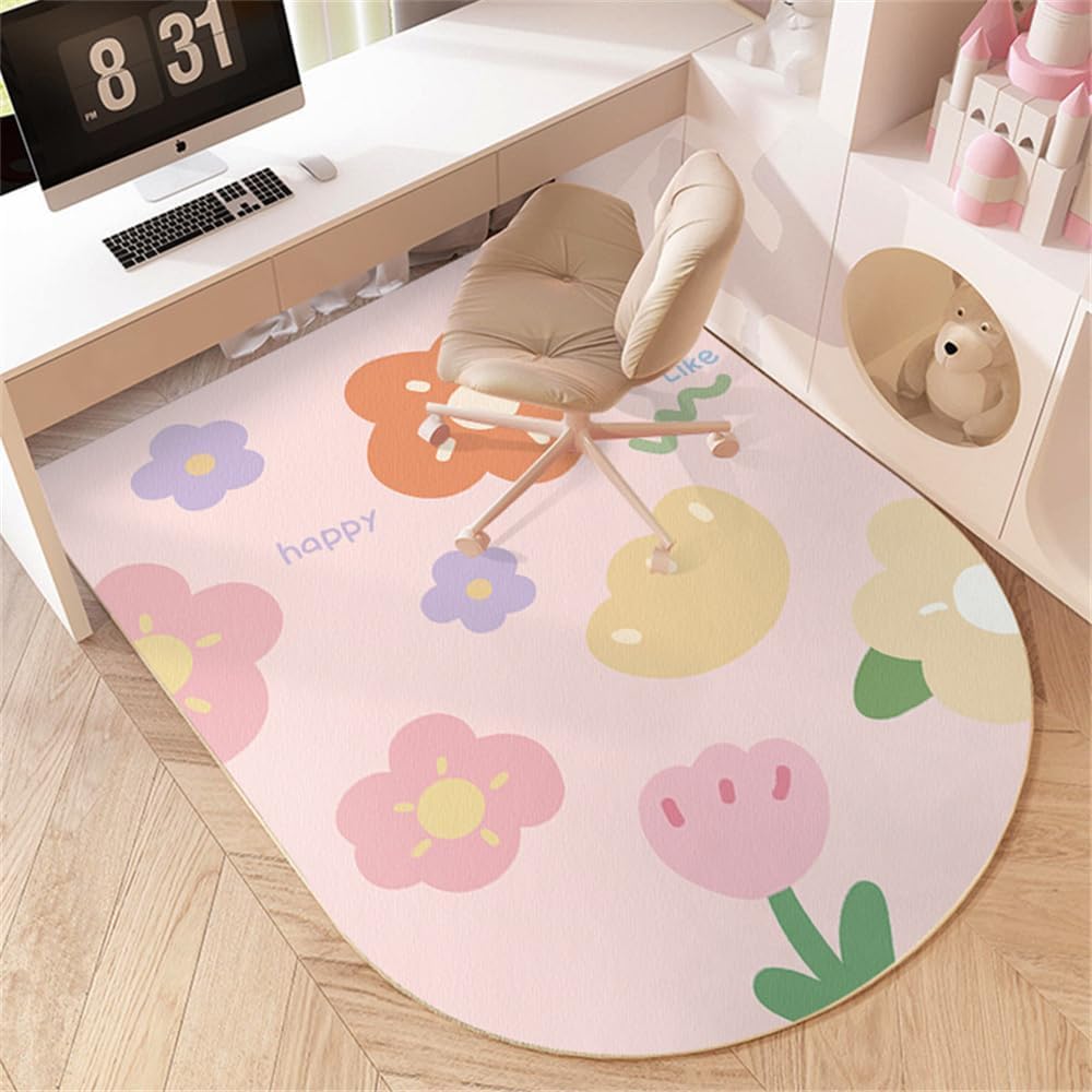 SSDDLZEQ Premium durable range Multifunctional Wooden Floor Protector For Cartoon-themed Computer Gaming Chairs(Flower,60x90cm)