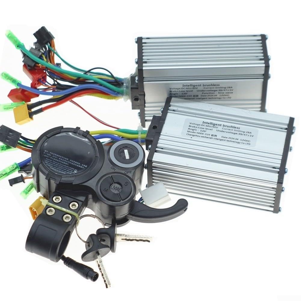 48 60 V 28 A Contrôleur à double entraînement sans balais avec écran LCD 48 60 V pour scooter électrique, convient pour les pièces de vélo électrique avec construction en métal et plastique