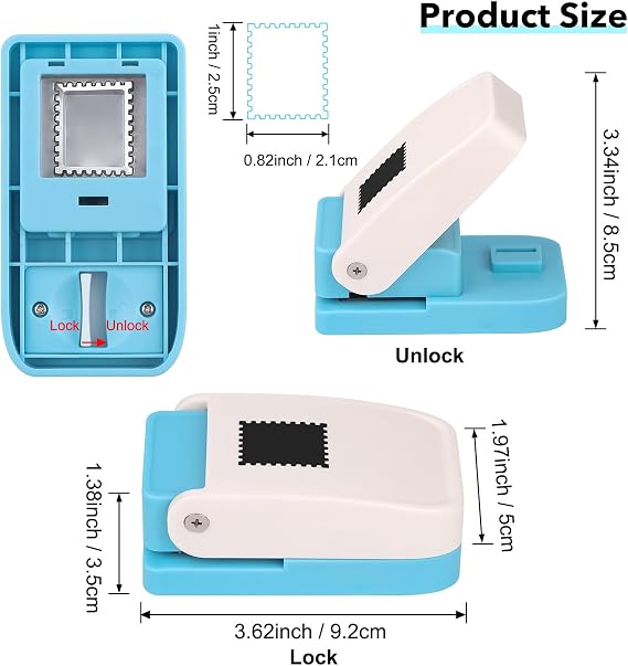 Rectangular Postage Stamp Punch 1x0.8inch ；Lever Action Craft Punch for Paper Crafting Scrapbooking Handmade Paper Punch for Crafting Scrapbooking,DIY Card Making