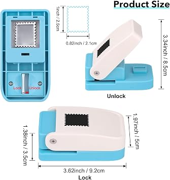 Rectangular Postage Stamp Punch 1x0.8inch ；Lever Action Craft Punch for Paper Crafting Scrapbooking Handmade Paper Punch for Crafting Scrapbooking,DIY Card Making