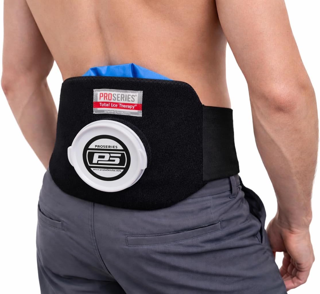 ProSeries Lower Back & Lumbar Ice Pack & Ice Wrap - Hot Therapy - Reusable - Perfect Extra Cold Therapy Ice System for Discs, Muscle Spasm, Swelling, Post Surgery & More - Real Ice Relieves Best
