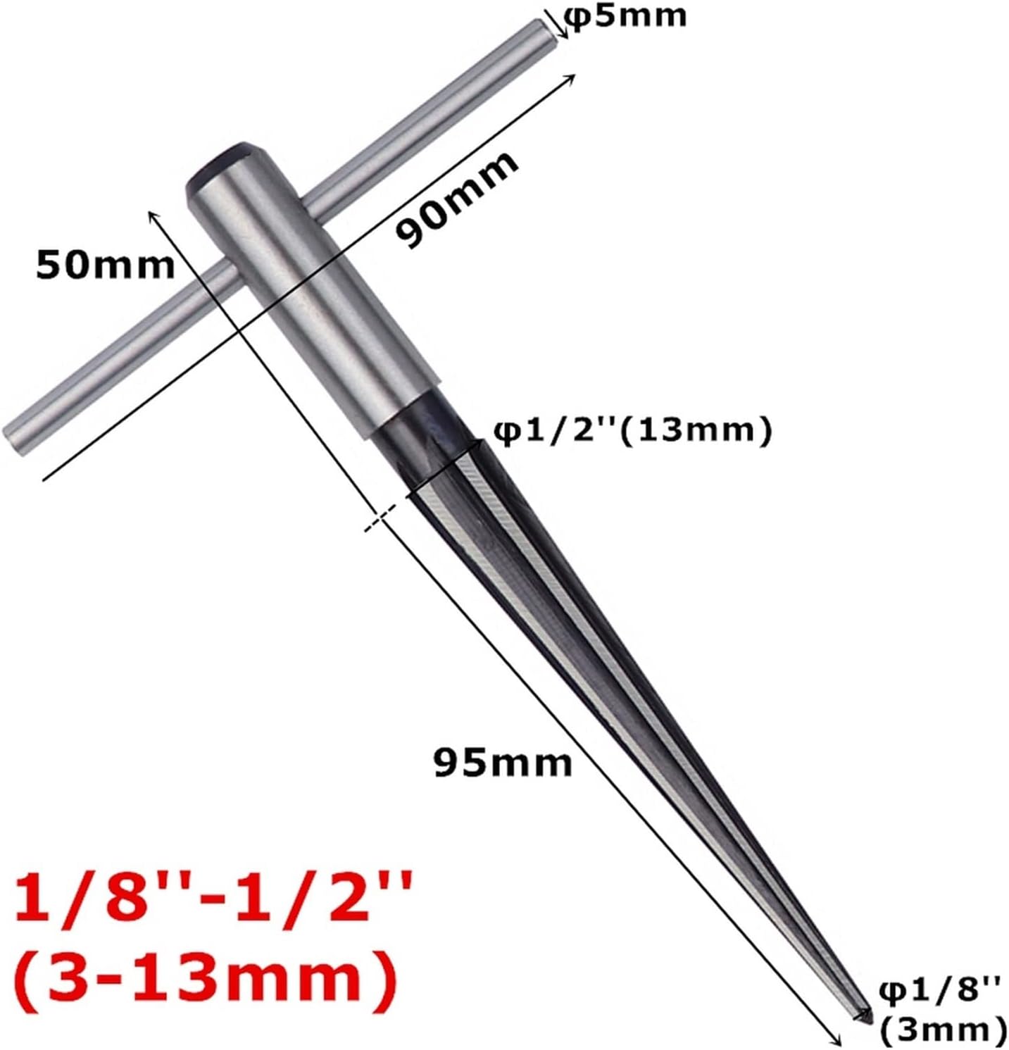 Taper Reamer 3-13mm&5-16mm Hand Metal Reamer Deburring Enlarge Pin Hole Handheld Reamer for Wood Metal Plastic Drilling Tools(2pcs Set)