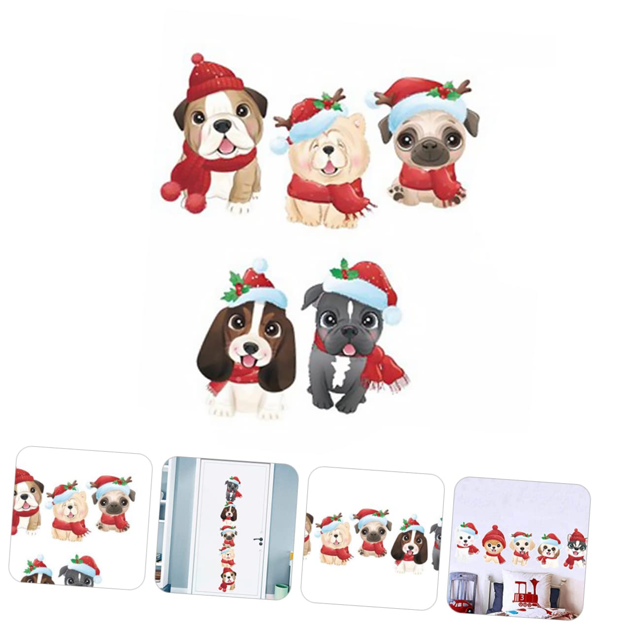 SOLUSTRE 5 Fogli Di Adesivi Natalizi Per Finestre Decorazioni Natalizie Adesivi Murali i Adesivi Murali i A Forma Di Cane i A Forma Di Finestra