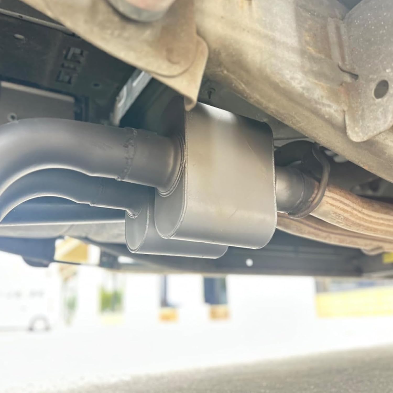 A-KARCK Single Chamber Muffler 2.5" Center Inlet 2.5" Center Outlet, 13" Overall Length Aluminized Steel Aggressive Sound Race Muffler (2 Pcs)