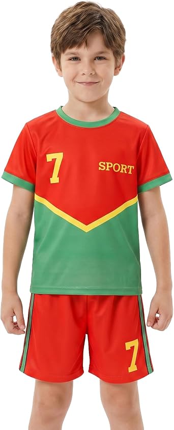 Boys Youth Soccer Jersey & Shorts Set - 2 Piece Athletic Performance Kit for Kids 5-12 Y, Big Game Fan Apparel