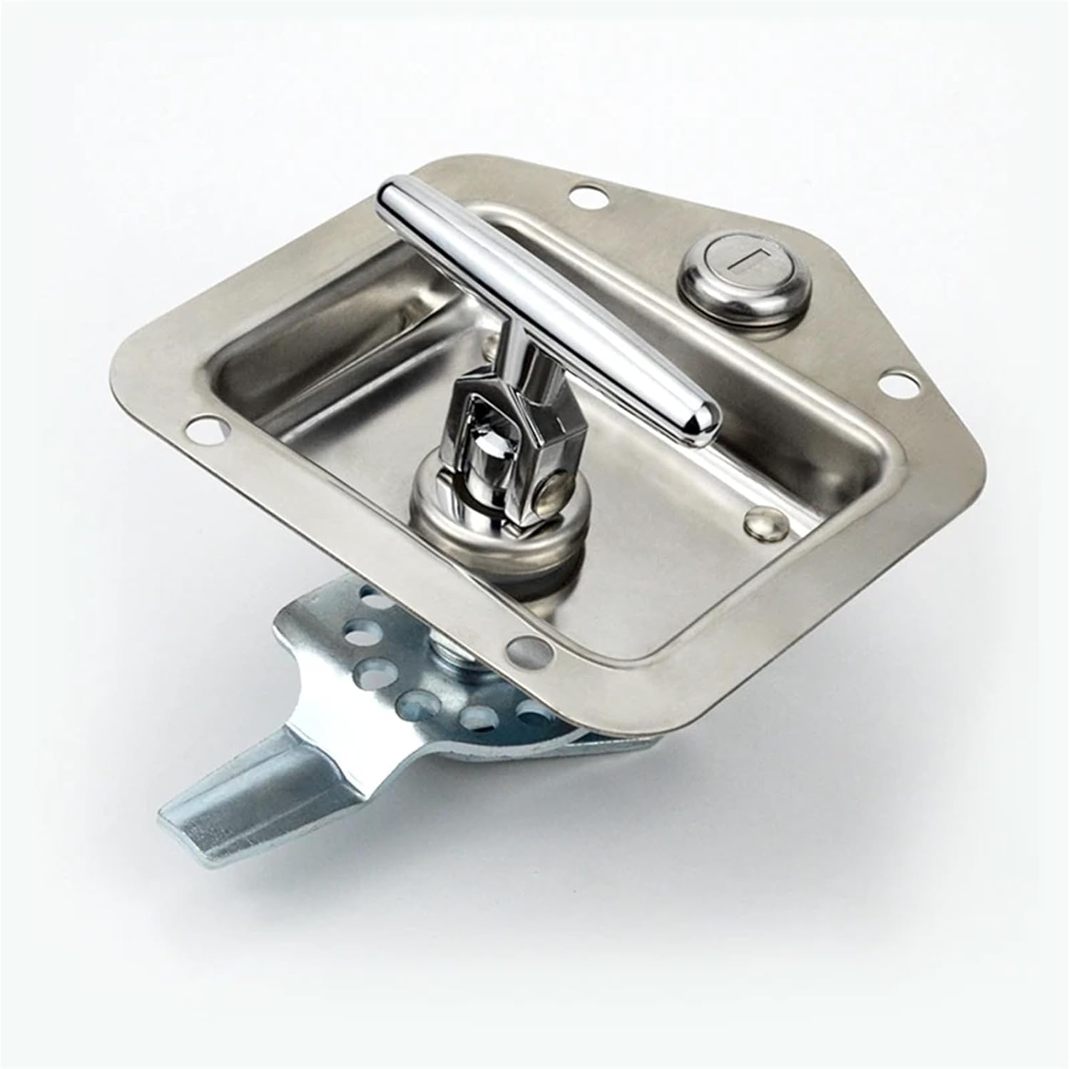 Stainless Steel Recessed Paddle Handle Locks with Linkage T-Folding Panel Lock for Large Heavy Duty Trucks 1Pcs