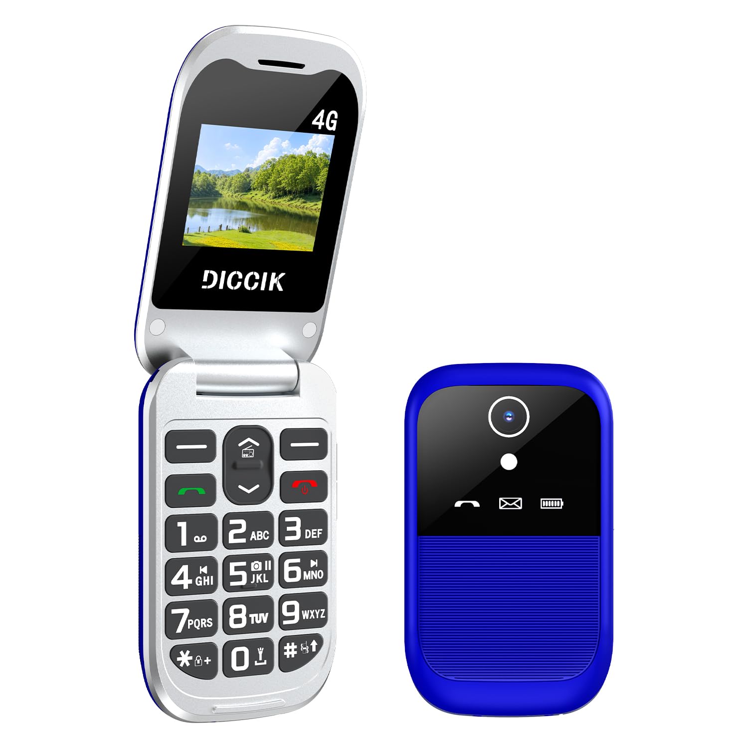 Diccik K1 4G Telefono Cellulare per Anziani, Flip Telefoni Cellulari Tasti Grandi, Funzione HAC,Pantalla 1.7", Volume Alto, Funzione SOS(nero)