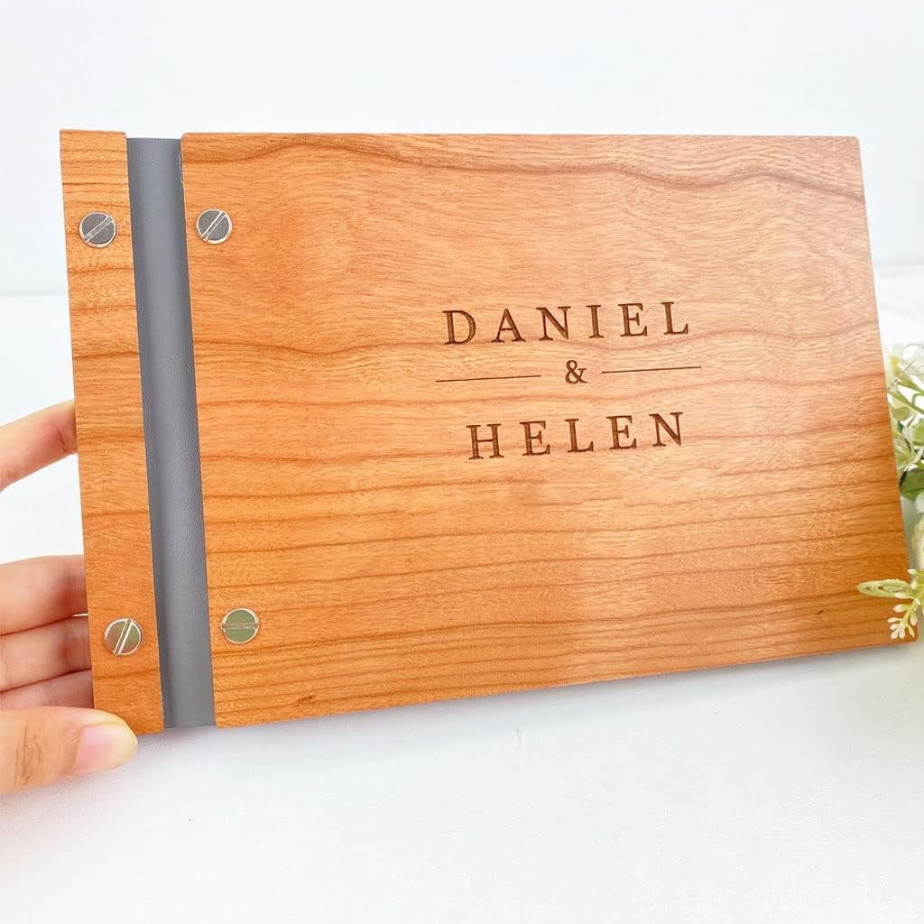 JSEIAJB Personalized Guestbook Sign for Weddingwooden Guest Signatures Book Album Baptism Mariage Decoration(15.24cmX22.86cm)