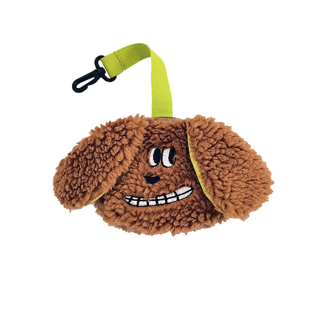Dongker Brown Dog Poop Bag Holder,Hand-Free Plush Doggie Waste Bag Dispenser With Clip Lead For All Leash(Not Include Poo Bags)