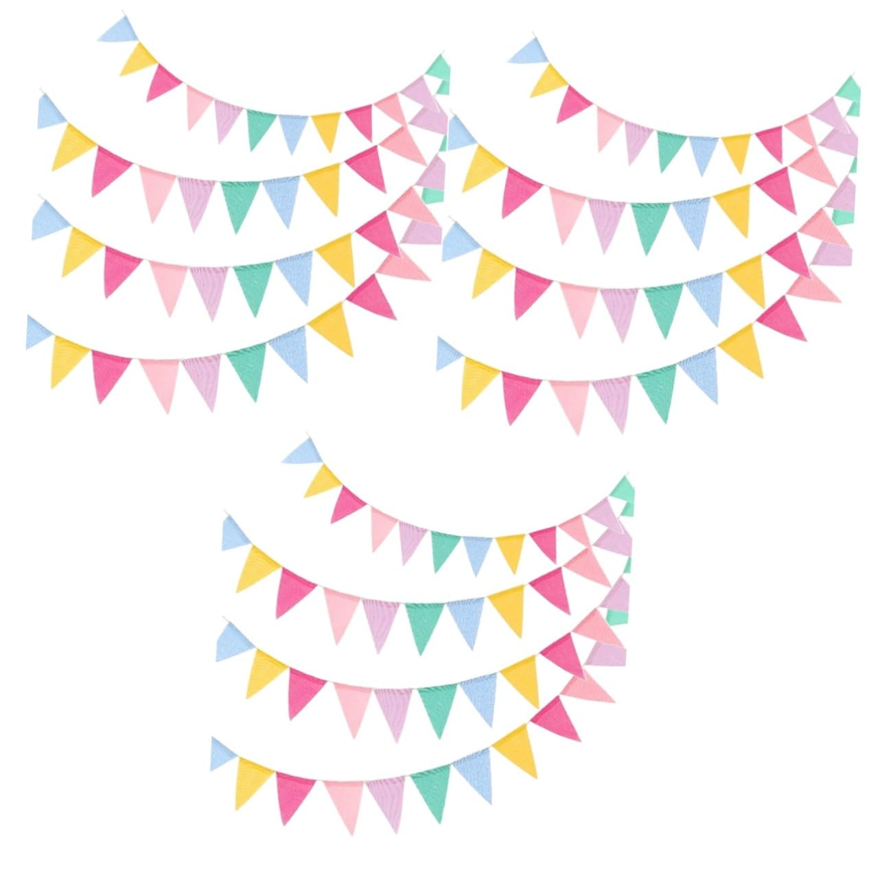 SOLUSTRE 3 Sätze Wimpel Ziehen Blume Flagge Blau Feiertags-dreieck-banner Leinen Party Hochzeitsbanner Hochzeitsdeko Hängende Dreiecksgirlanden Parteifahnen Hanfimitat Colorful 4 Stück * 3