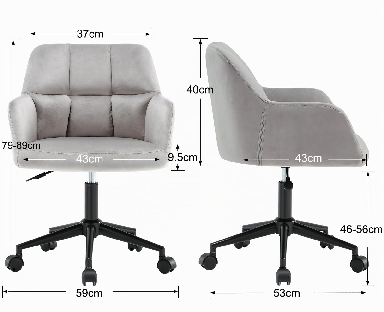 Ya-Home Silla Oficina Silla Escritorio Ergonómico con Ruedas,Gris