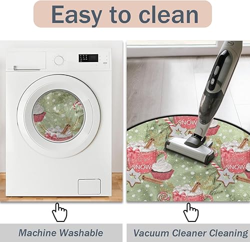 Miniatura 5 de Christmas Candy Cup Cake 06 Round Area Rug 3ft Machine Washable Circular Rugs for Dining Room Table Bedroom Playroom Throw Rugs for Dog Living Room