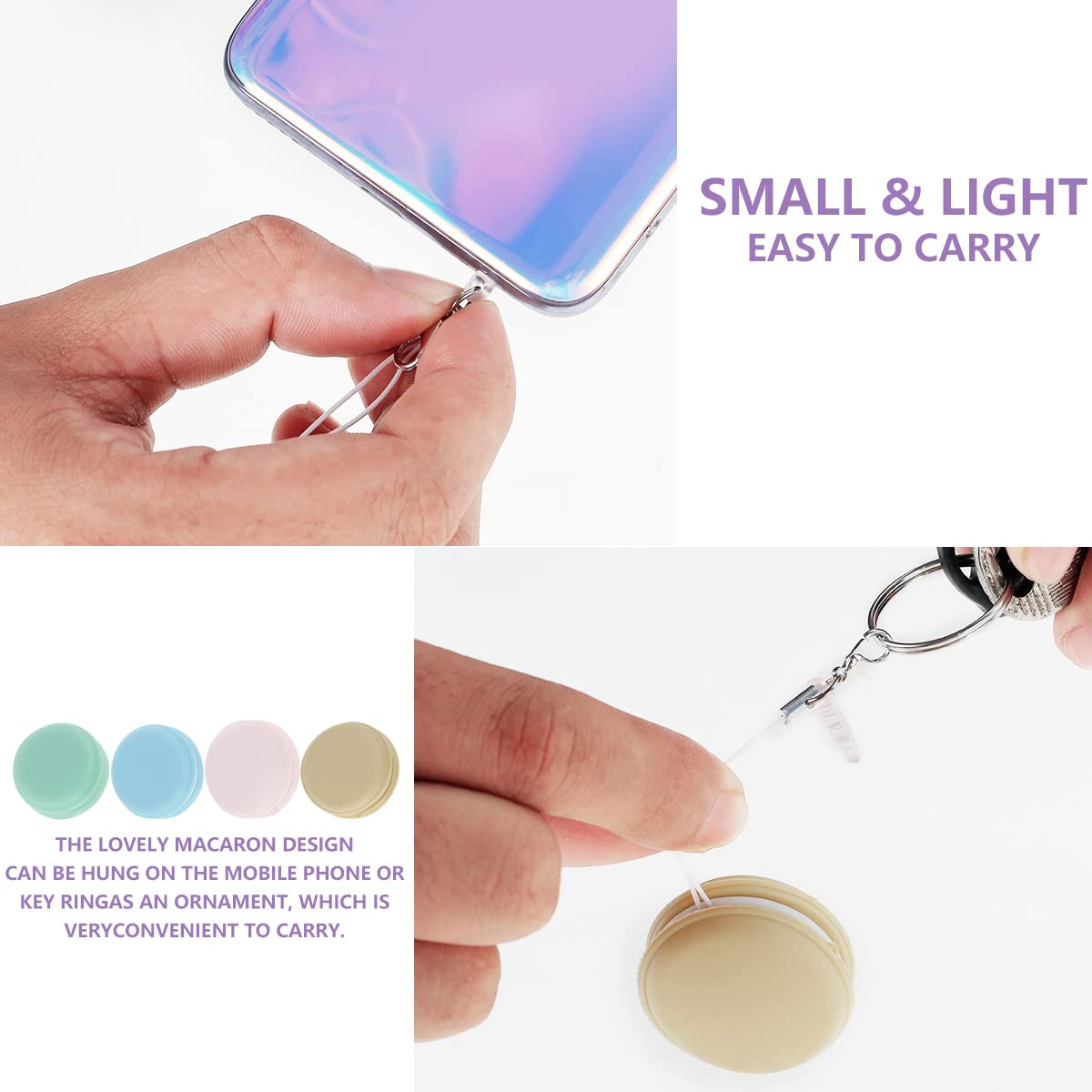 uywapvt 4 Pack Macaron Phone Screen Cleaning Balls Touch Screen Cleaner with Case Mobile Phone Screen Wipes Glass Cleaning Wipes Key Pendant for Smart Phone Computer Tablet