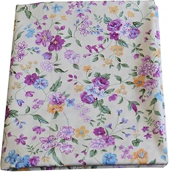 Cotton Fabric by The Yard for Sewing DIY Crafting Fashion Design Printed Floral Washable Cloth Bundles Voile;Full Width cuttable39 x 63inches (100x160cm) (Spring Purple Flowers)