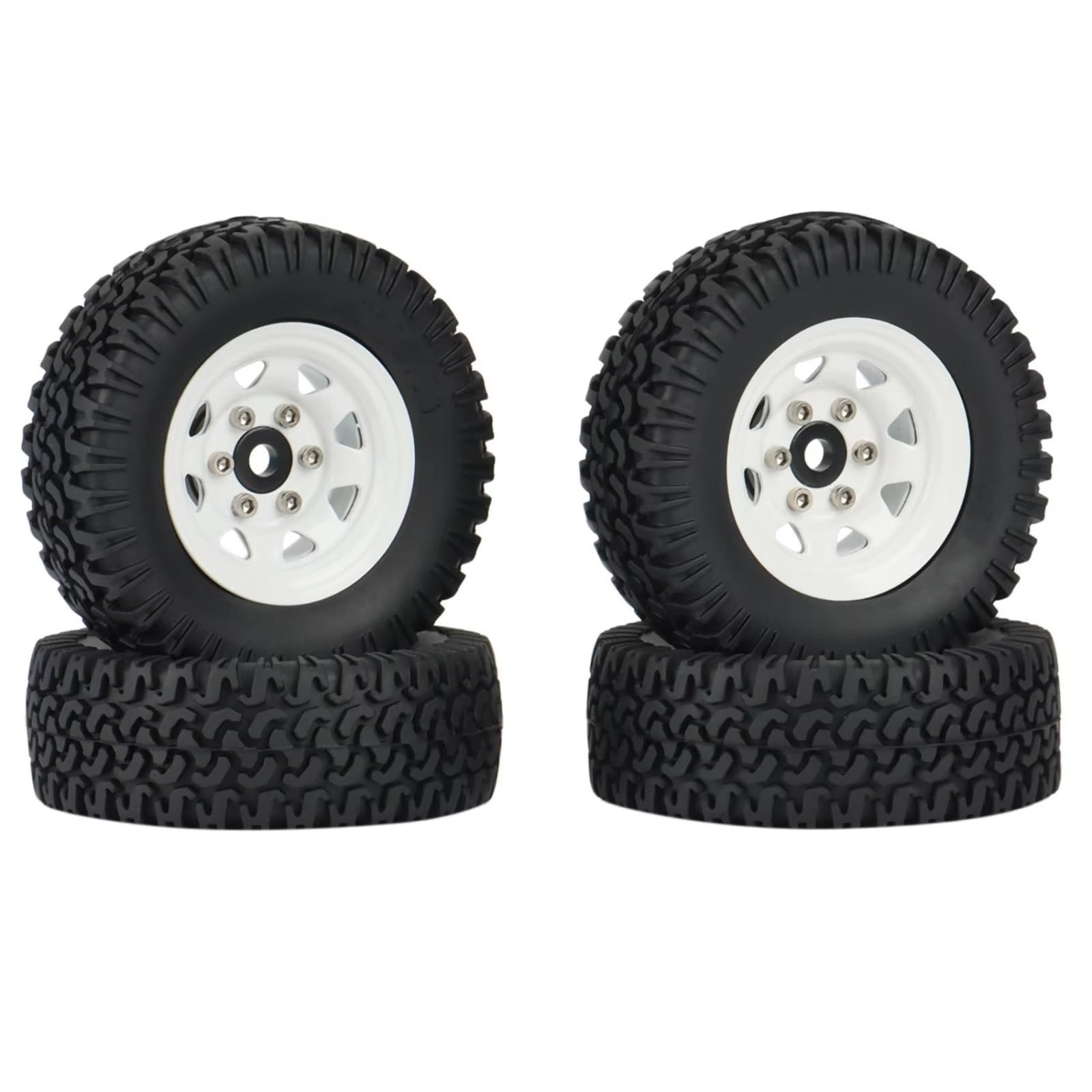 RC Pneus Jante Compatible avec Axial Jr 90069 D90 TF2 pour Tamiya CC01 LC70 pour MST 1/10 RC Voiture sur Chenilles 4 Pièces 1.55 Jeu De Pneus De Jante De Roue À Billes en Métal