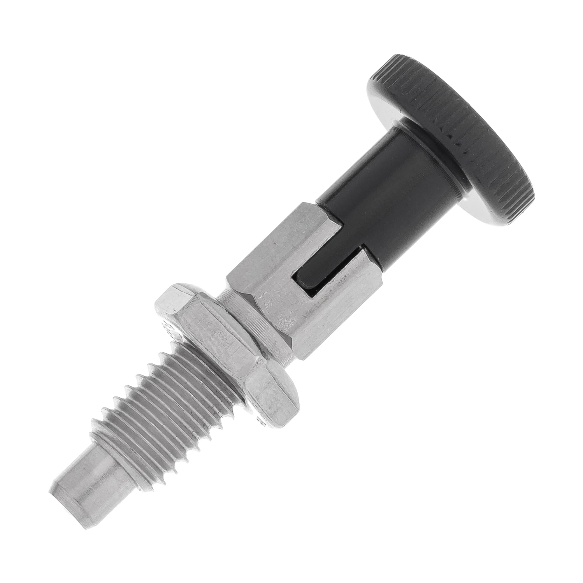 HALLMERS M8 x 1.25 x 14mm Thread 5mm Pin Diameter Indexing Self Locking Spring Plunger with Hex Knob - Stainless Steel Retractable Bolt Notch Threaded Index Mechanism Accessory Tool