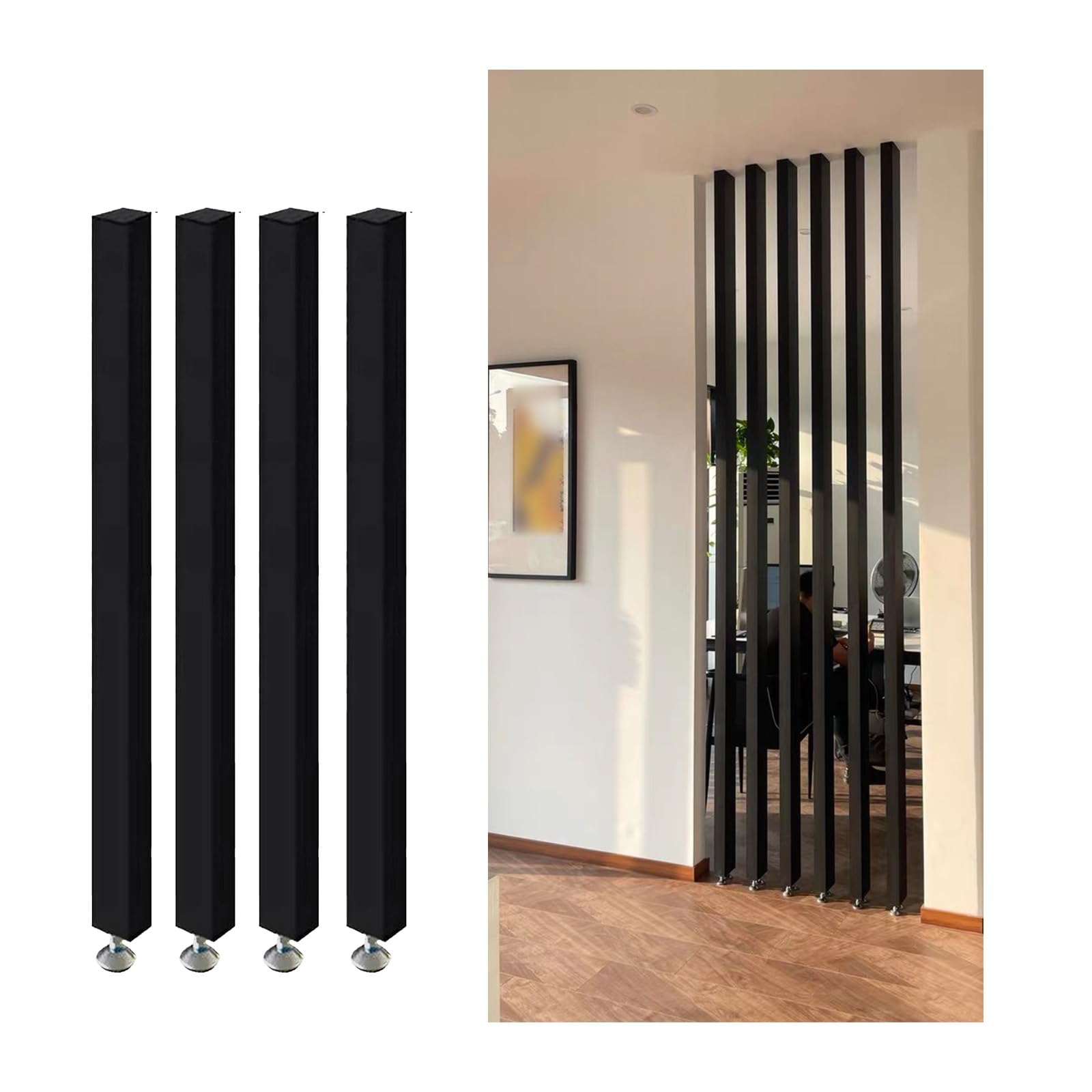 Aluminum Room Divider Screen,Entrance Hall Partition Screen Column Floor to Ceiling,Bathroom Apartment Wall Partition Curtain/Partition Column Versatile Space Separator(4-pcs,165cm/64.9in/5.41ft)