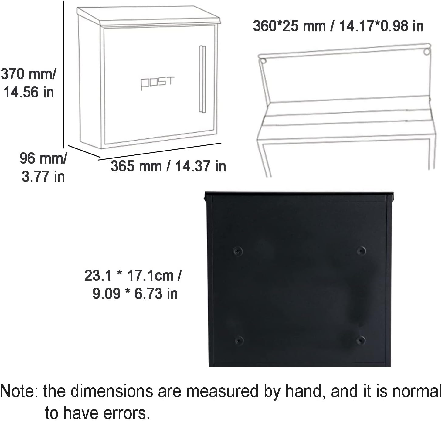 Wall Mount Mailboxes,Mailboxes for Outside, Locking Mailbox Wall Mount Secure Modern Design Large Drop Box for House & Office, Mail Box (Color : White-B)