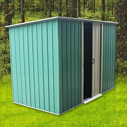 Panana 6 x 4ft Metal Sheds Tool Storage House Metal Garden Apex Roof Storage Box House Doors open on 6FT side (GSGD01GN0106X4)