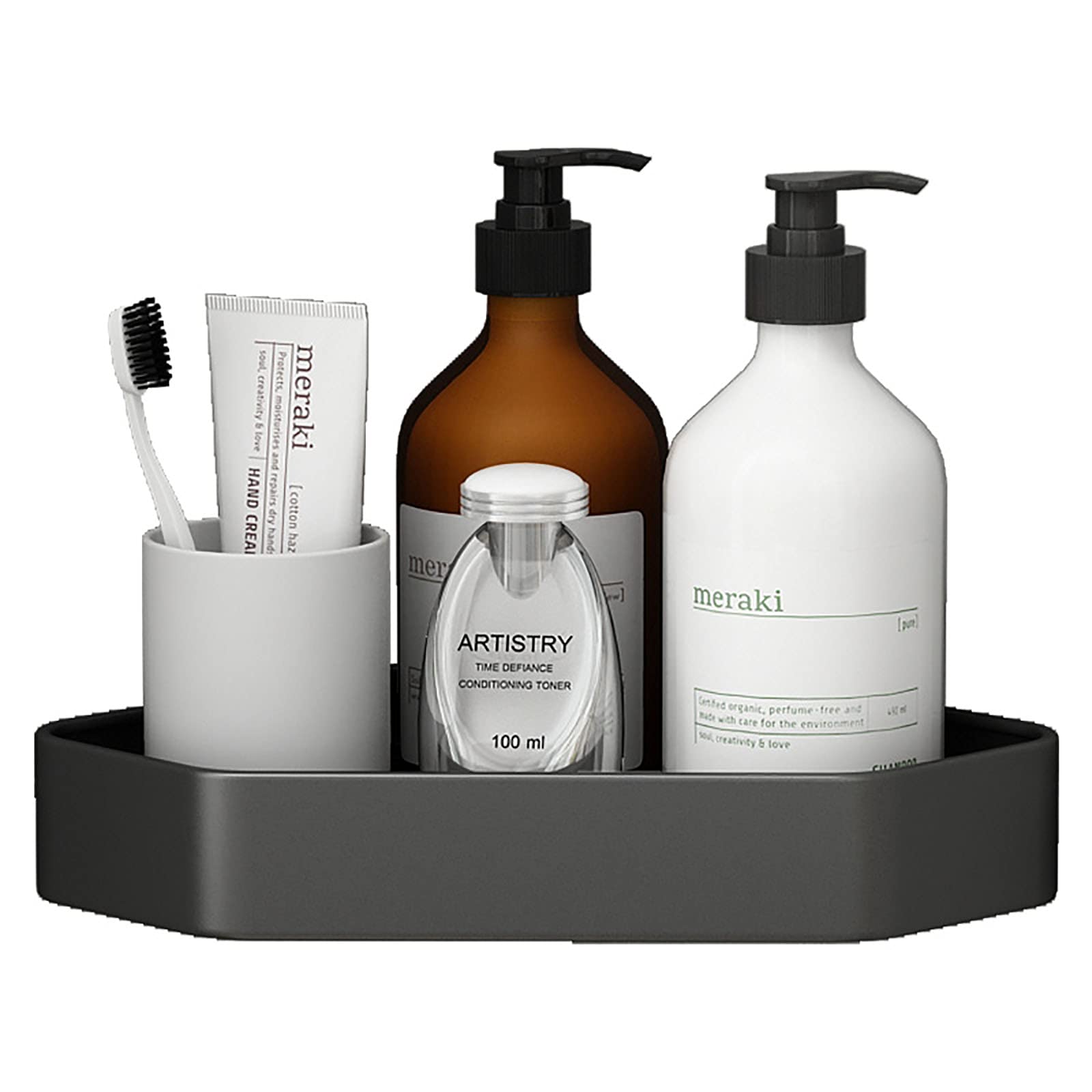 Exquisitos estantes de baño, organizador de ducha de esquina de baño, adhesivo montado en la pared, estantería de ducha de aluminio para cocina, baño, 1 unidad