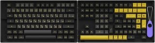 Akko Black&Gold 158-Key ASA Profile PBT Double-Shot Full Keycap Set for Mechanical Keyboards with Japanese Hiragana with Collection Box