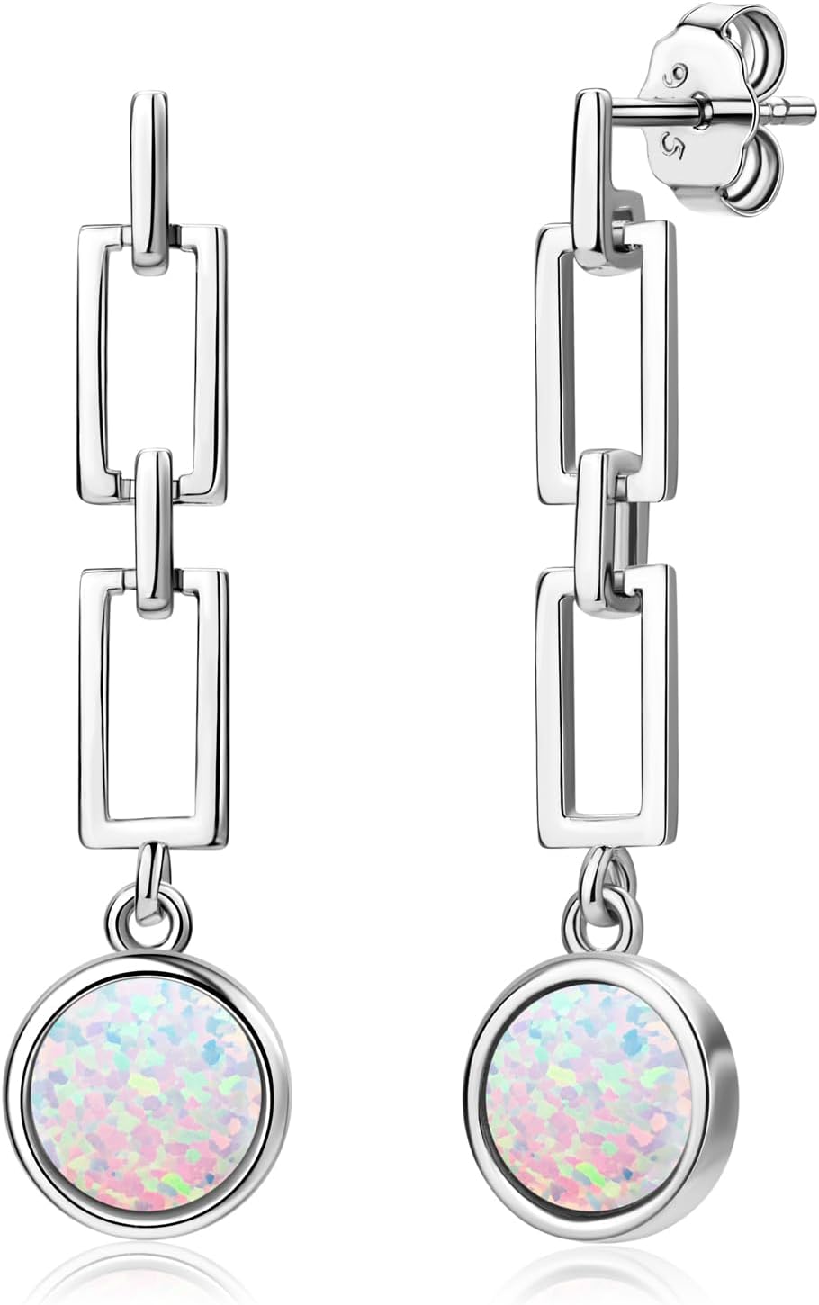 YUNKAI 18K White Gold Plated Teardrop Opal Dangle Earrings for Women 925 Sterling Silver Pear Cut October Birthstone Drop Hook Huggie Hoop Stud Earrings Fine Jewelry Birthday Gift