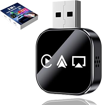 Car Connect Pro, 2026 New 3 in 1 Wireless Carplay Adapter for Multiple Models, Bt 5.3, Plug & Play, Auto Reconnect, Small   Portable, Suitable for Android Phones and for Apple Phones Black