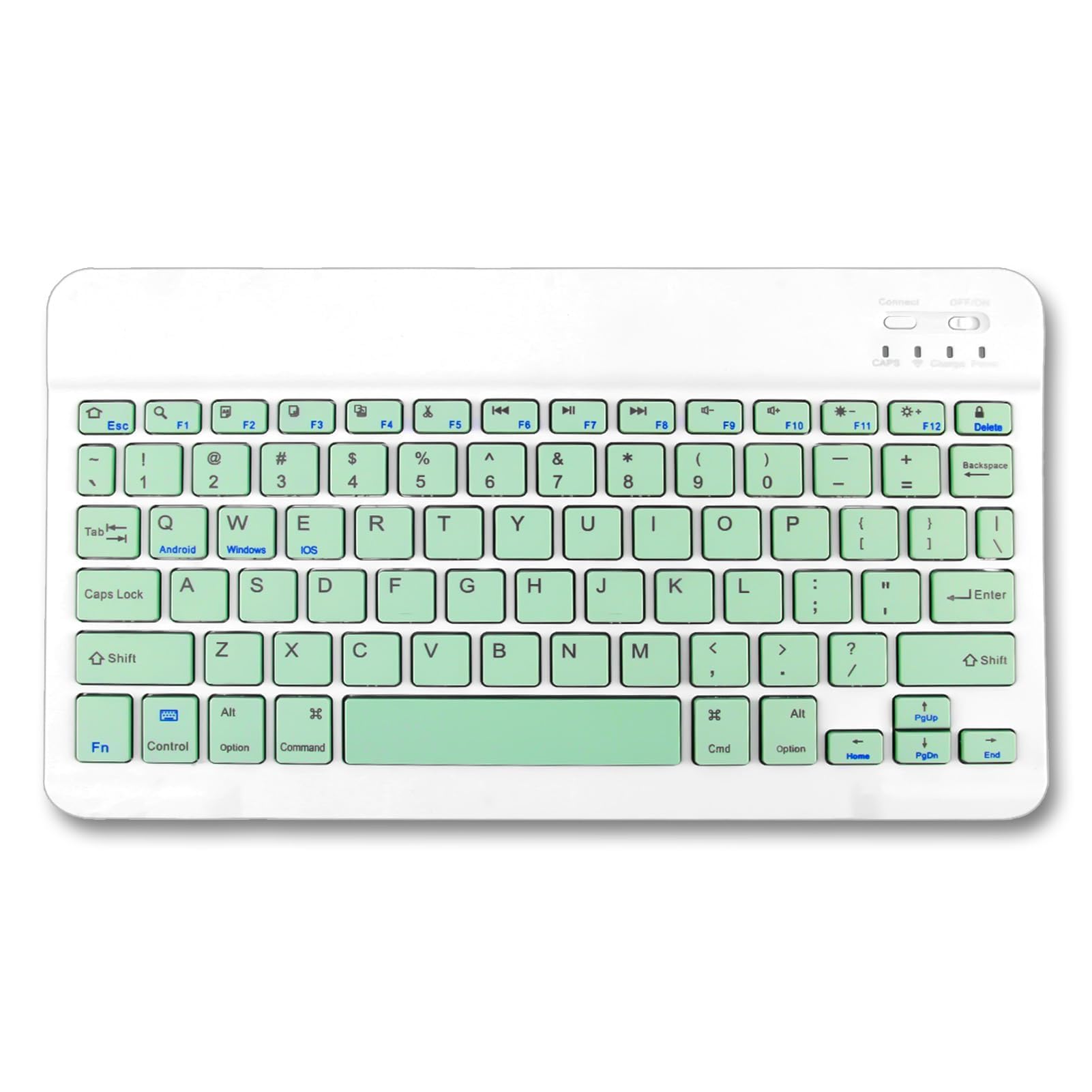 Bluetooth Keyboard, Ultra-Slim Wireless Portable Quiet Keyboard UK Layout Built-in Rechargeable Battery Universal Compatible with iPad Mac iOS Android and Windows (Green)