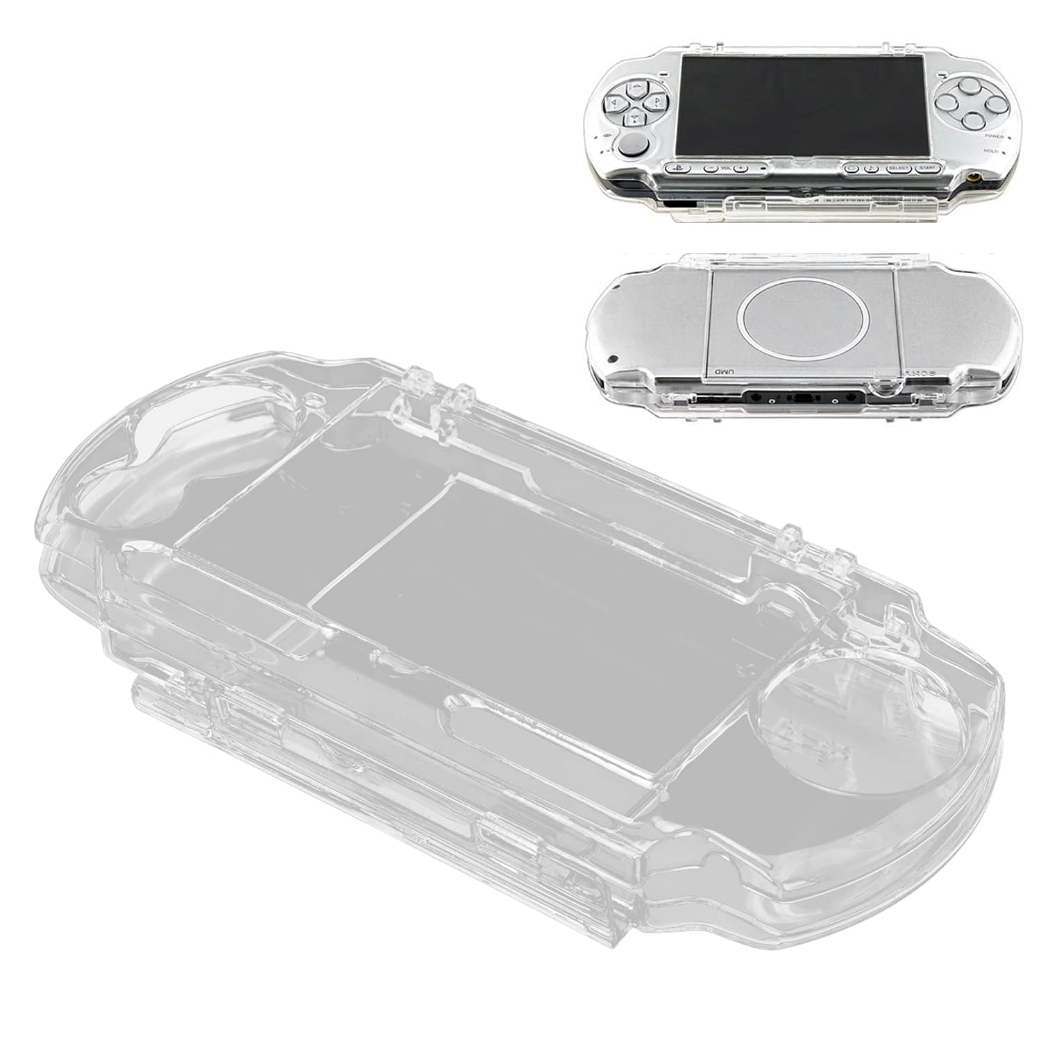 Pomya Protective Shell, for 3000 Game Console, Transparent Crystal Protective Cover Shell Skin, Full Housing Case with Bracket, Shock/Scratch