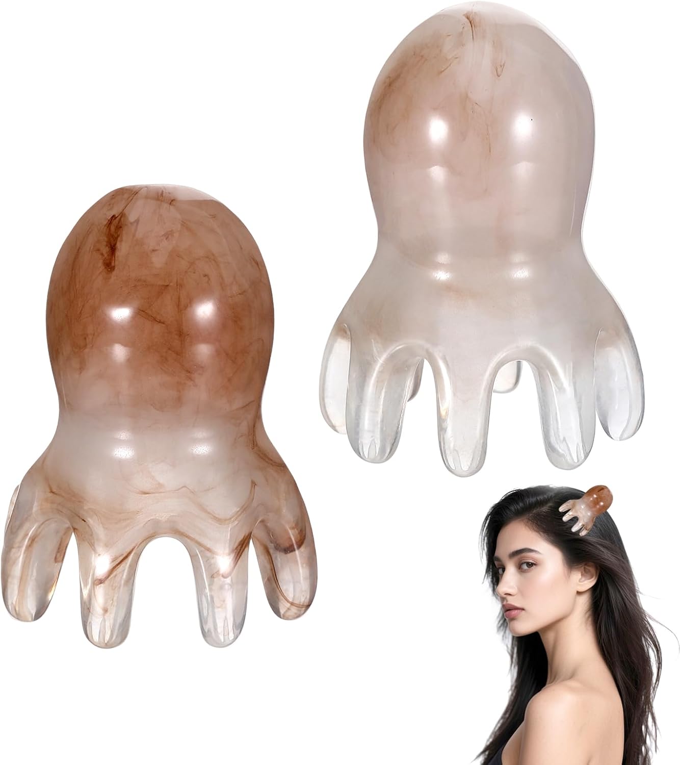 2 Pcs Octopus Head Massage Comb, Scalp Massage Tool for Head and Body Relaxation, 8 Unique Points to Melt Muscle Bumps and Relieve Body Fatigue(Gray)