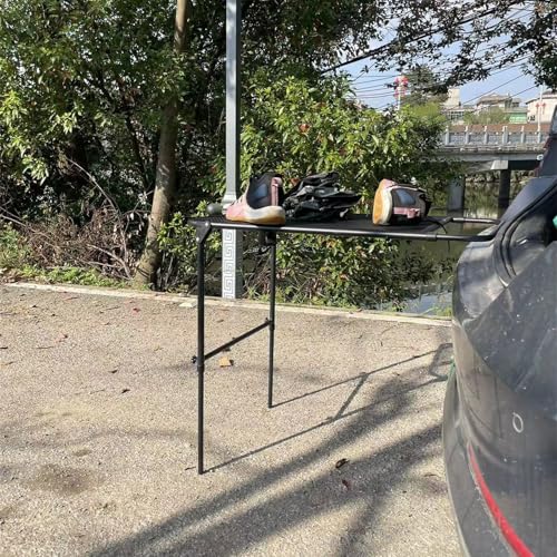 Table de camping pliante portable sur roue, cuisine extérieure légère et compacte pour SUV - 7