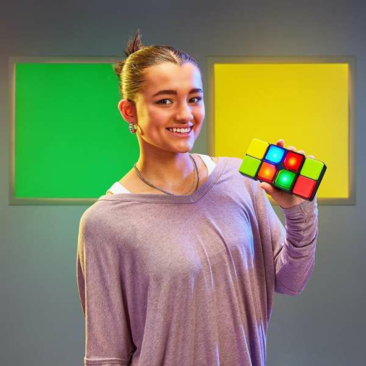 Tragbares elektronisches Spiel FLIPSLIDE – Drehen, Gleiten, Kombinieren! Farbblocks an die Lichter anpassen, 4 Spielmodi, Multiplayer