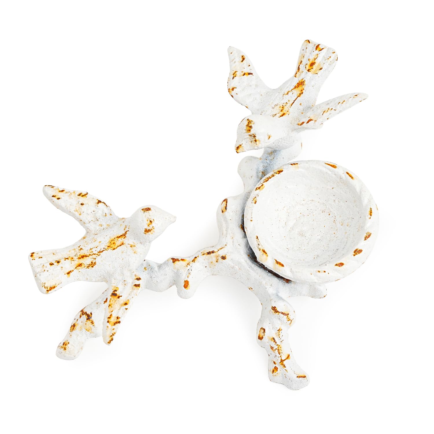 Sungmor Vintage Cast Iron Tealight Candle Holder, Lovely & Beautiful Birds Nest Design, Unique Tabletop Shelf Home Decor Pieces, Small Birds Statue