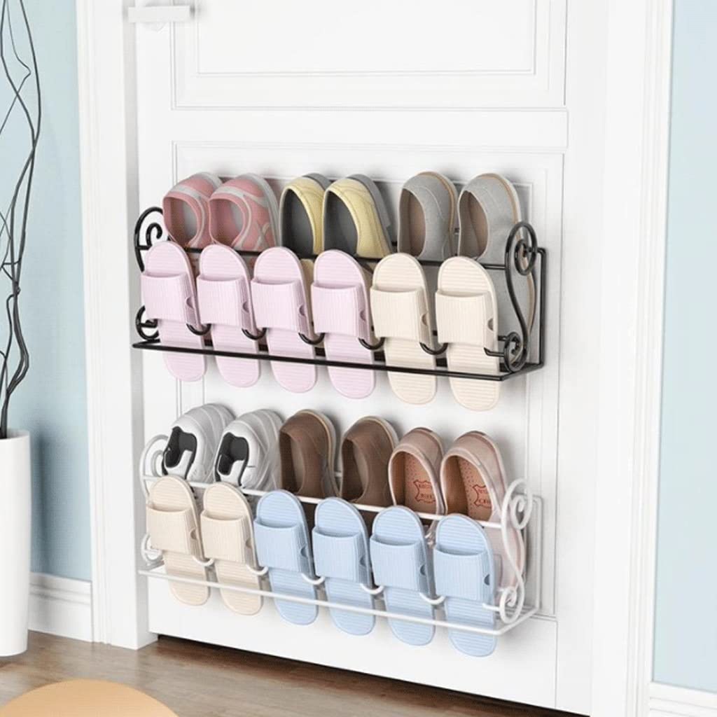 Zapatero de Metal de Pared, Organizador, Estante Colgante para Guardar Zapatos, Ahorra Espacio, para Colgar sobre la Puerta (43 cm, Negro)