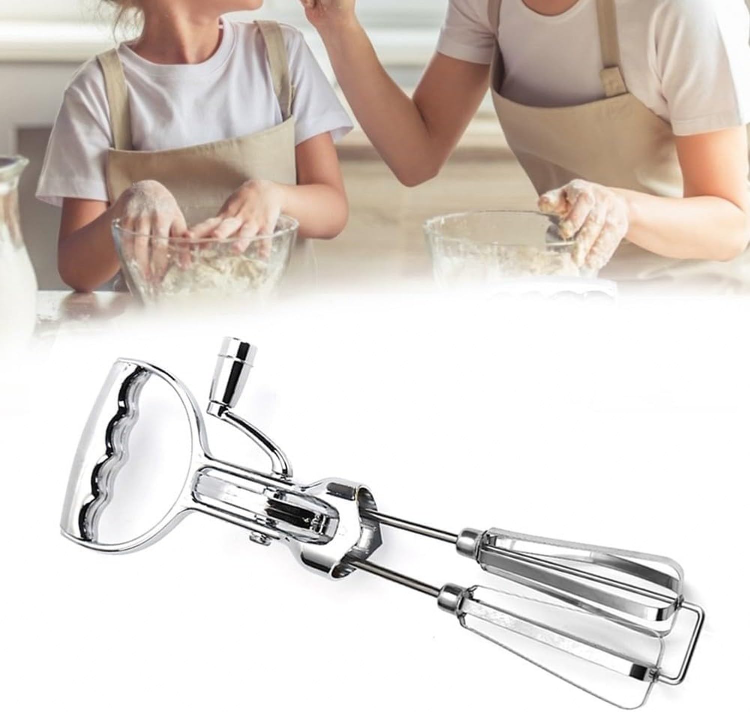 Frullino Manuale in Acciaio Inox a Doppia Frusta