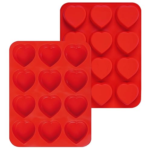 Yolyoo 2 Pack Silicone Heart Muffin Pan Nonstick Silicone Molds
