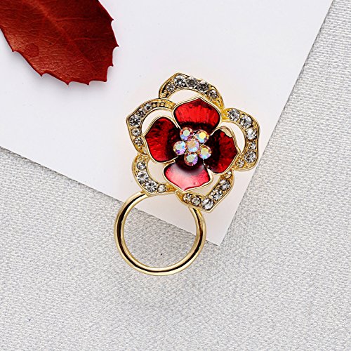 Image of Delicate Blooming Flower Crystal Magnetic Eyeglass Holder Clip Brooch for Clothes