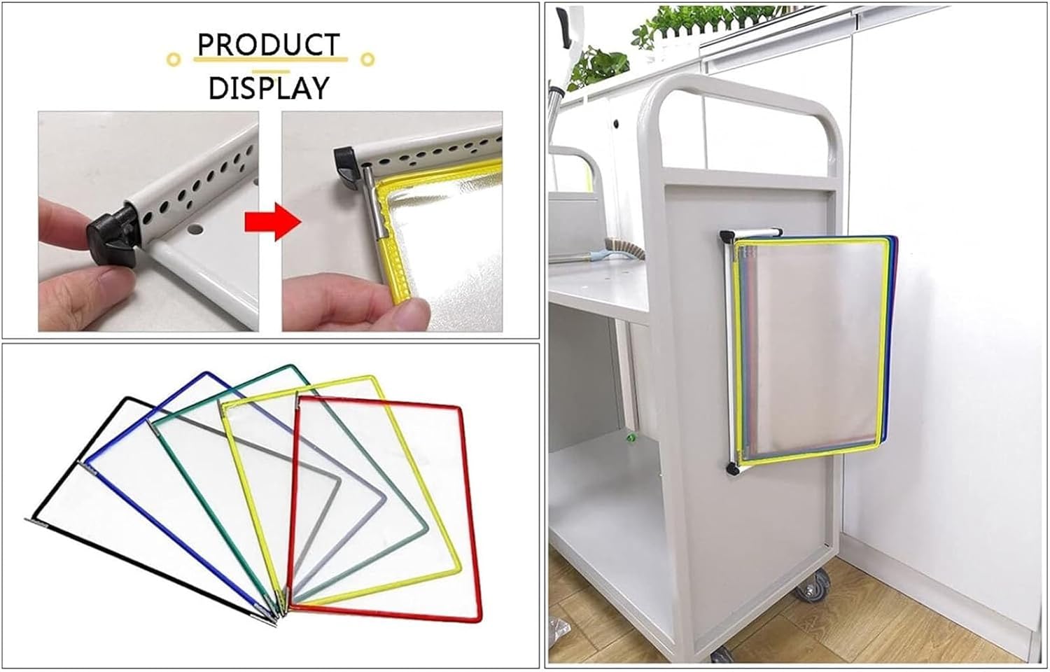 磁気書類ホルダー付き壁掛けディスプレイラック、A4サイズフリップチャートスタンド、デスクトップリファレンスオーガナイザー、整理された