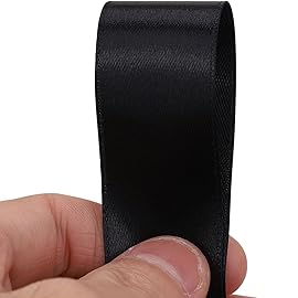 1 inches 50 Yard Black Satin Ribbon for Gift Wrapping, Wedding, Crafts, Christmas,Easter, Floral, Hair, Invitation Decorations and More