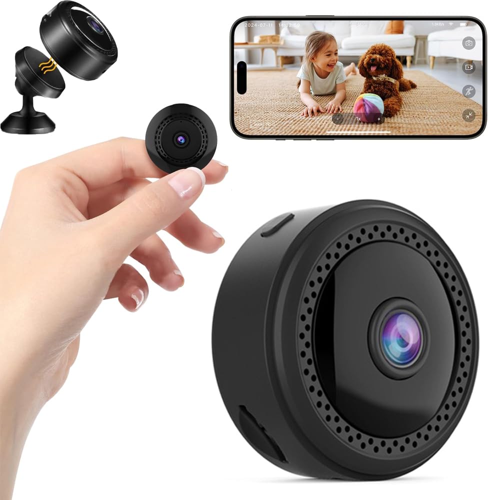 4modlr 1080P Camara Espia, Cámara Mini WiFi Interior/Exterior con Vision Nocturna/Batería de Larga Duración/Campo de Visión Gran Angular de 150°/Función de Grabación, para Casa/Oficina