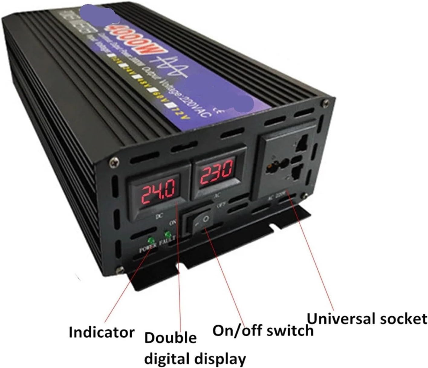 Inverter 12V 220V 1000W 3000W 4000W DC12V 24V 48V to AC 220V Voltage Convertor 50/60HZ Power Inverter(48V_230V(60HZ))(48V-230V(60HZ))