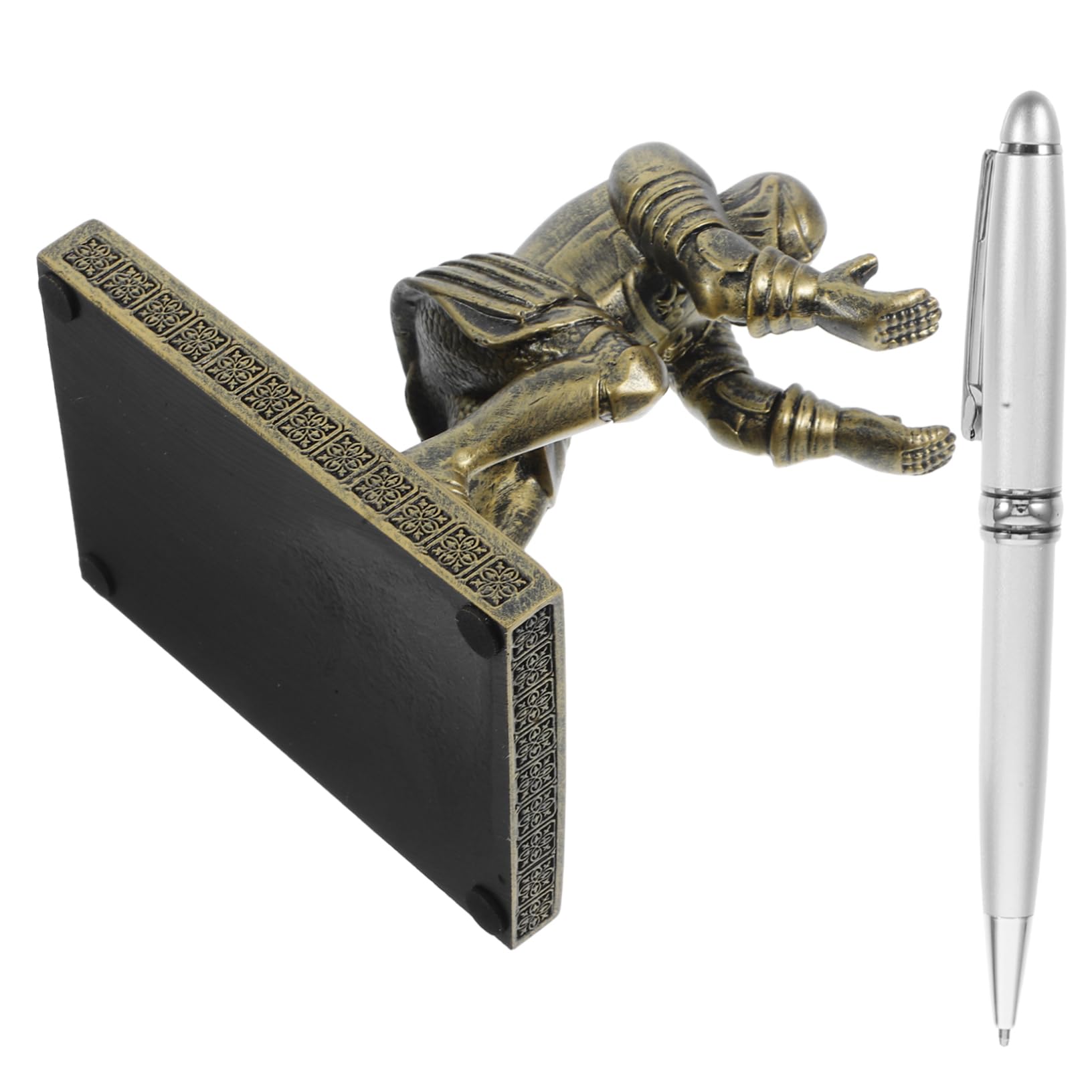 Housoutil Porte-stylo Soldat Décoratif en Résine, Base Stable, Or