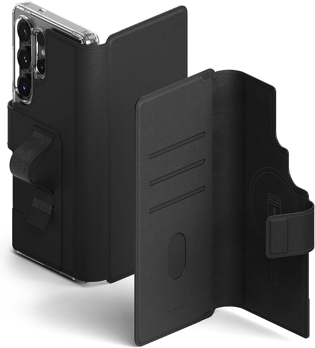 for Samsung Galaxy S25 Ultra / S25 FE / S24 Ultra / S23 Ultra Case | Folio Grip Wallet Magnetic Black, Compatible with MagSafe, Case Not Included, Holds Up to 4 Cards