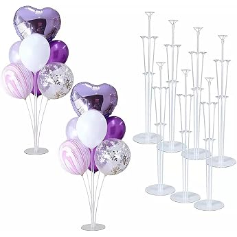 2 Sets Table Balloon Stand Kit Table Balloon Stick Holder Clear Balloon Cup and Flower Stand Base for Birthday Wedding Anniversary Decorations
