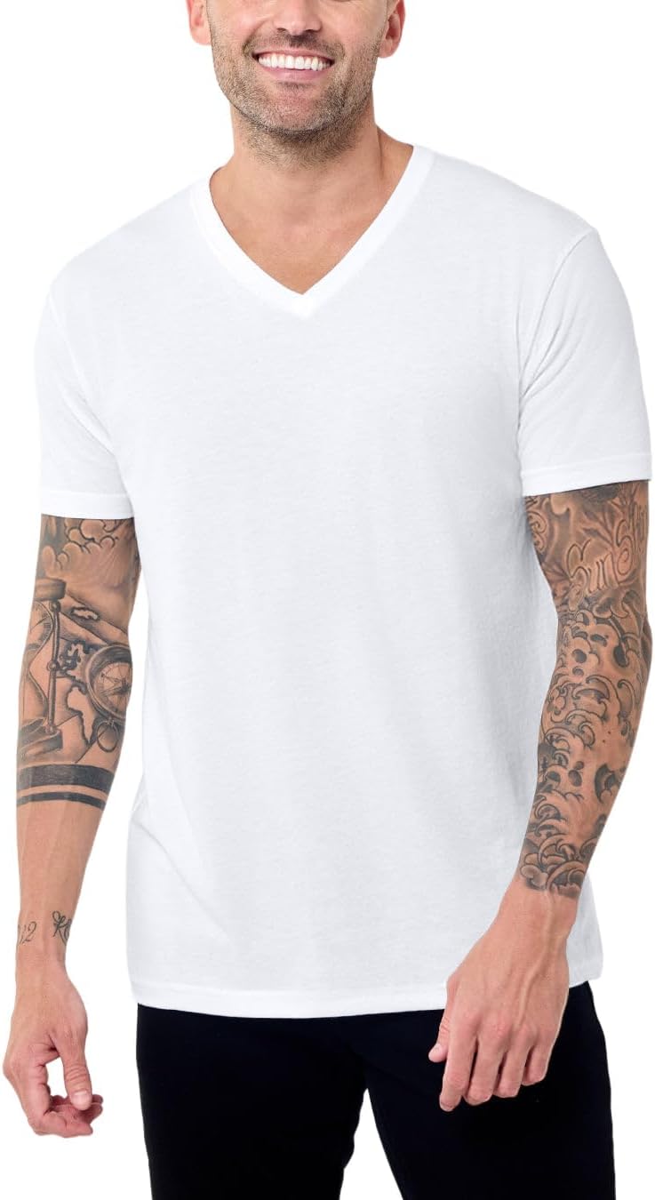 INTO THE AM Premium V Neck T Shirts for Men - Modern Fitted Tees S - 2XL Vneck Undershirts
