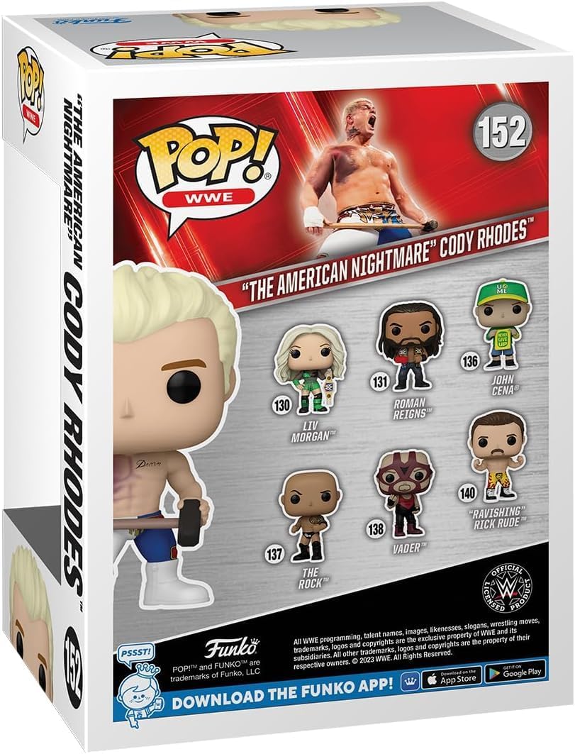 POP Funko WWE: The American Nightmare - Cody Rhodes Vinyl Figure (Bundled with Compatible Box Protector Case), Multicolor, 3.75 Inches