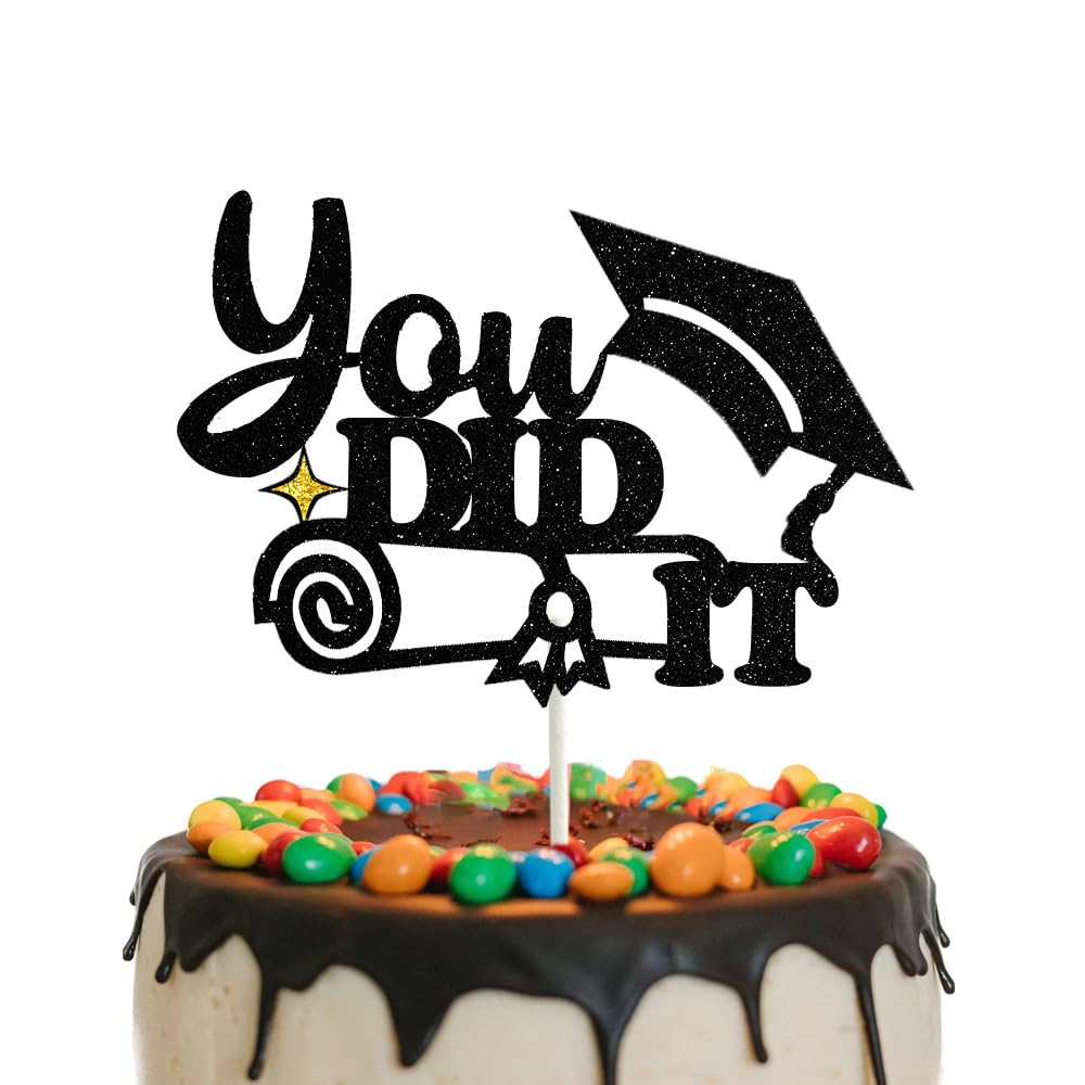 You did it Cake Topper Congrats Grad 2025 Graduation Cake Topper Graduation Cap Diploma Star Cake Picks for 2025 Graduation Party Decorations