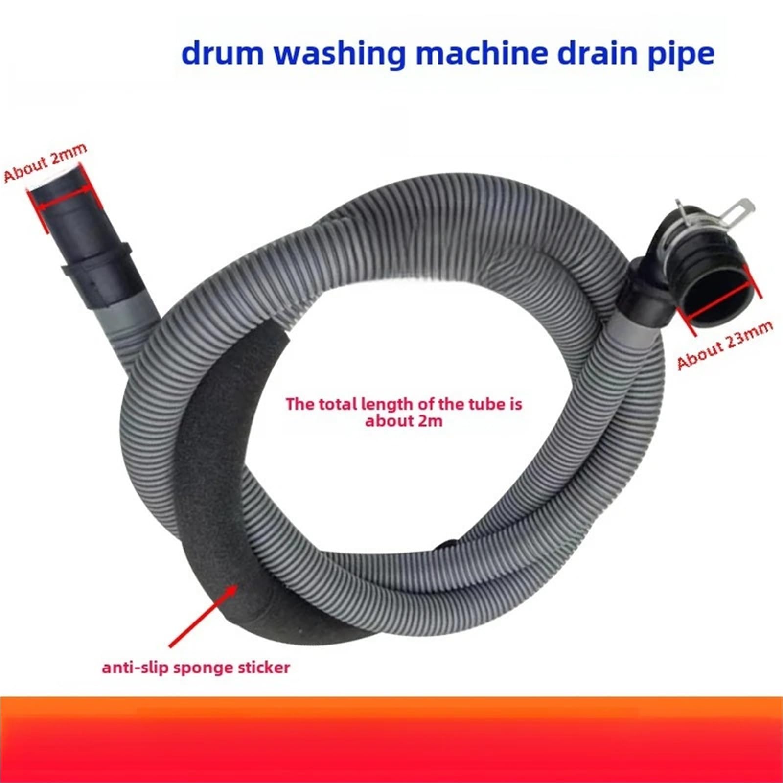Kompatibel mit Samsung Waschmaschinen-Ablaufschlauch (2 Meter) WF0602WKQ WF0702WKR WF1600WCS