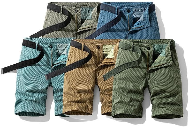 Men's Summer Thin Casual Trousers Cotton Mid-Length Retro Washed Printed Simple Shorts